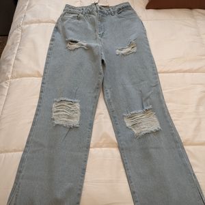 Acid wash, distressed boyfriend jeans, size US 8